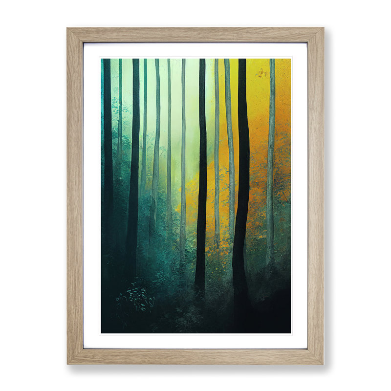 A Colourful Forest No.5 - Print, 46cm H x 34cm W, Oak Framed