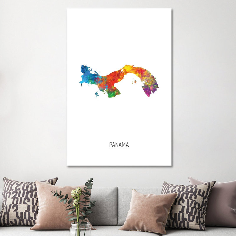 Panama Map by Michael Tompsett - Wrapped Canvas Print, 152.5 cm H x 101.5 cm W