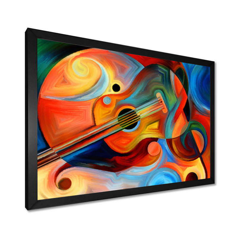 «Music and Rhythm - Abstract», reproduction d'art sur toile encadrée, H 16 po x l 32 po, Avec cadre, Noir