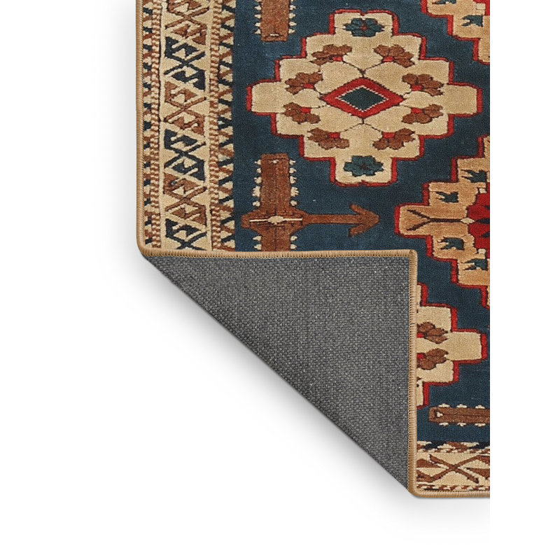 Tapis oriental bleu / ivoire / rouge, Rectangle 2 pi x 3 pi