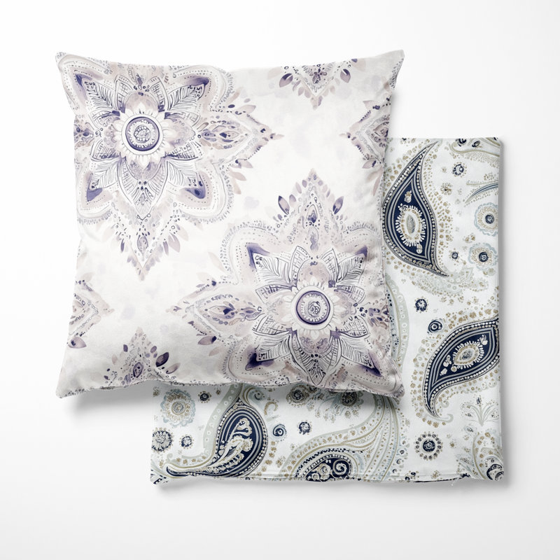 Coussin décoratif imprimé cachemire 2 pièces Paisley, H 18 po x l 18 po