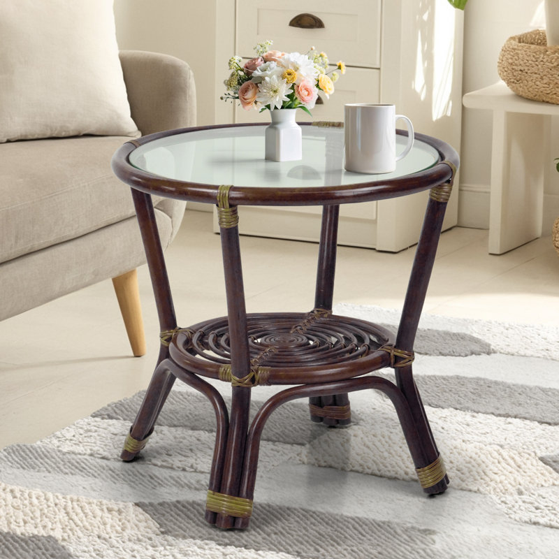 Table de bout en verre Eukleides, Brun foncé