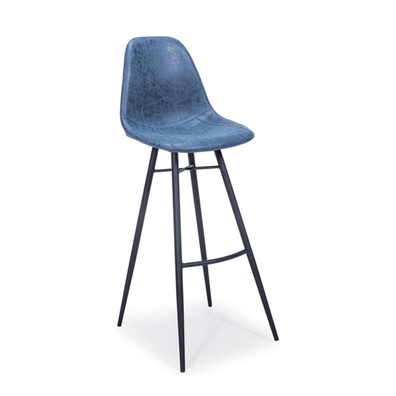 Paris Upholstered Bar Stool, Dark Blue, Bar Stool 45” Seat Height