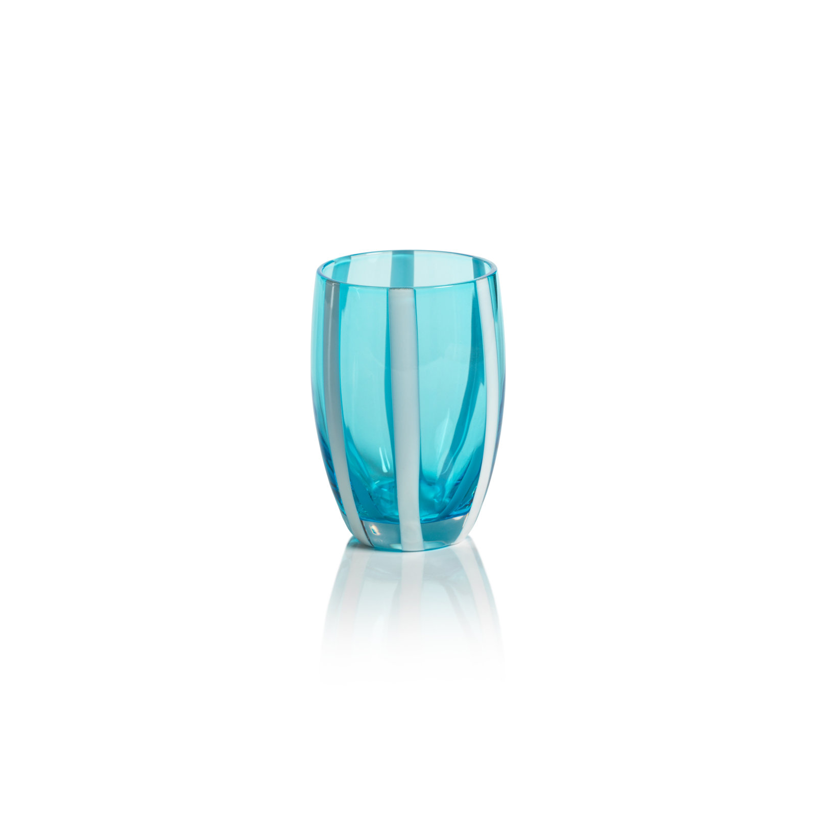Brasilia Stemless Glasses, Set of 4, Aqua Blue