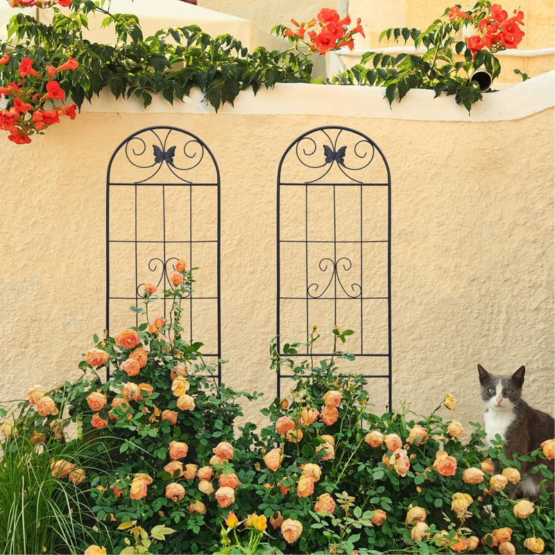 Ensemble de 2 treillis de jardin en métal 86,7 po x 19,7 po antirouille pour plantes grimpantes