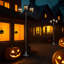 Lampadaire solaire 72 po, triple lumière d'extérieur rétro, décoration d'Halloween / de l'Action de grâce (lanterne Jack O ')