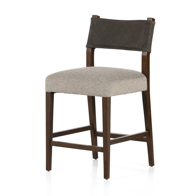 Tabouret Lorretta, Sable antique, Encre Tulsa / rayonne / viscose, Tabouret de comptoir (siège d'une hauteur de 25,9