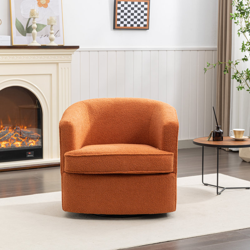 Fauteuil demi-tonneau pivotant de 29 po Jenai, Polyester orange