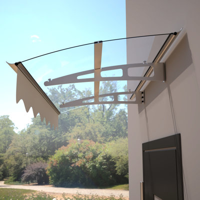 Auvent pour fenêtre de 59 po x 34 po - Polycarbonate solide et rouille - Support de toit robuste 59 po x 34 po protégé par l'aluminium