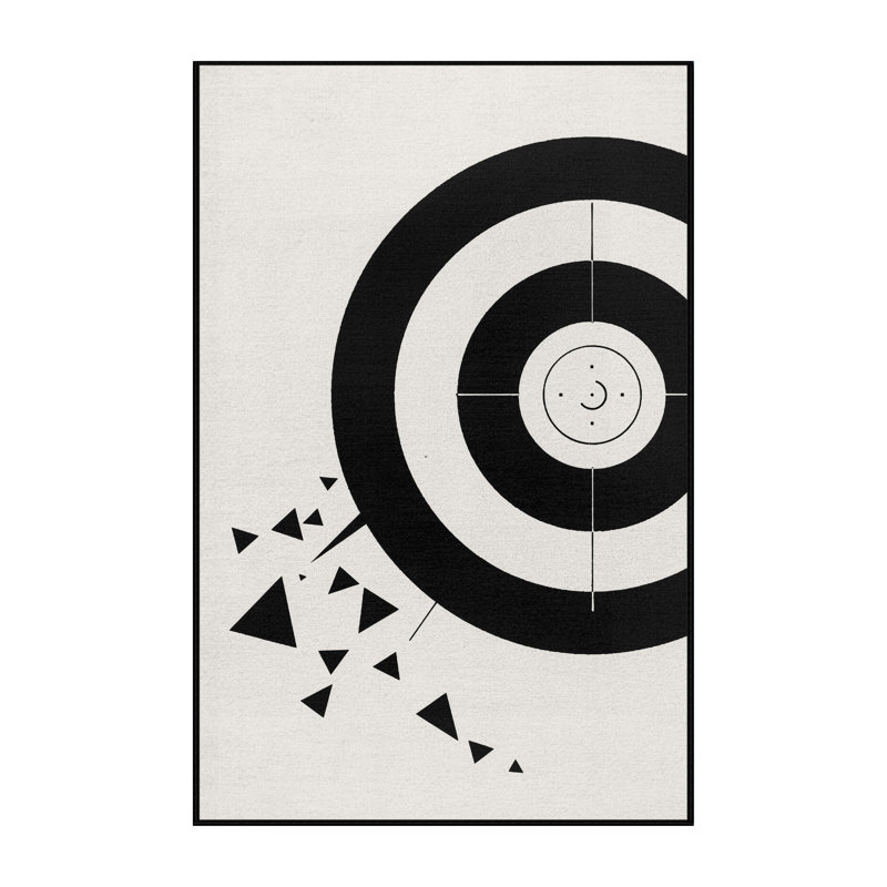 Tapis géométrique gris et noir délavé à la machine Yonkers Archery, 2 x 5