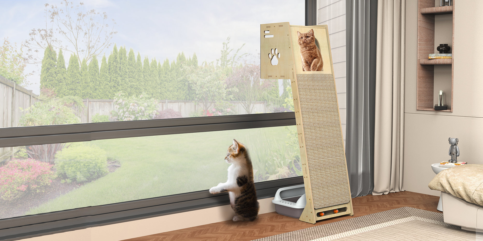 Cat Window Climbing Perch