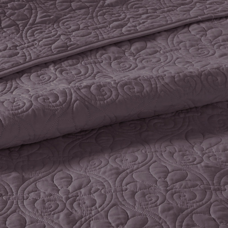 Courtepointe très grand / très grand lit mauve - rembourrage en coton prélavé réversible et doux avec deux taies décoratives pour un repos confortable