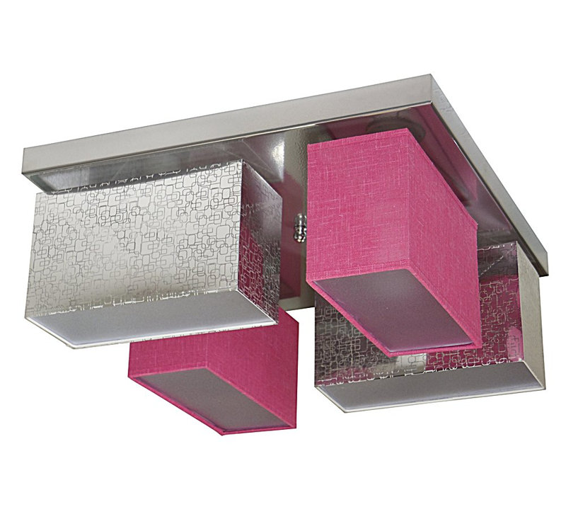 Partlow Fabric Semi Flush Mount, Silver and pink