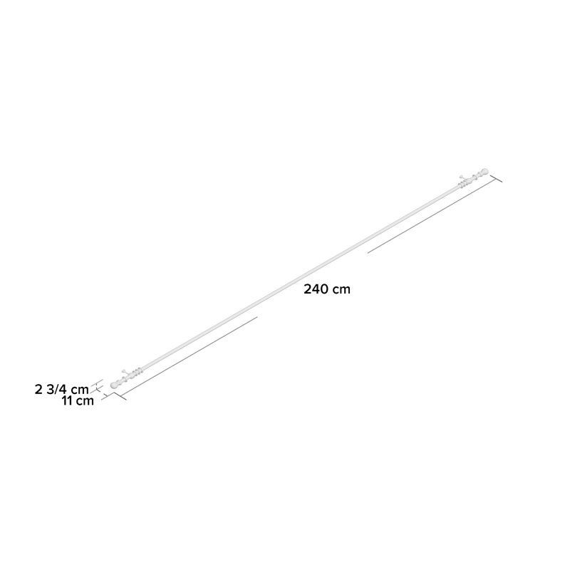 Delaya 28cm Single Curtain Pole, White, 2.8 cm L x 150 cm W