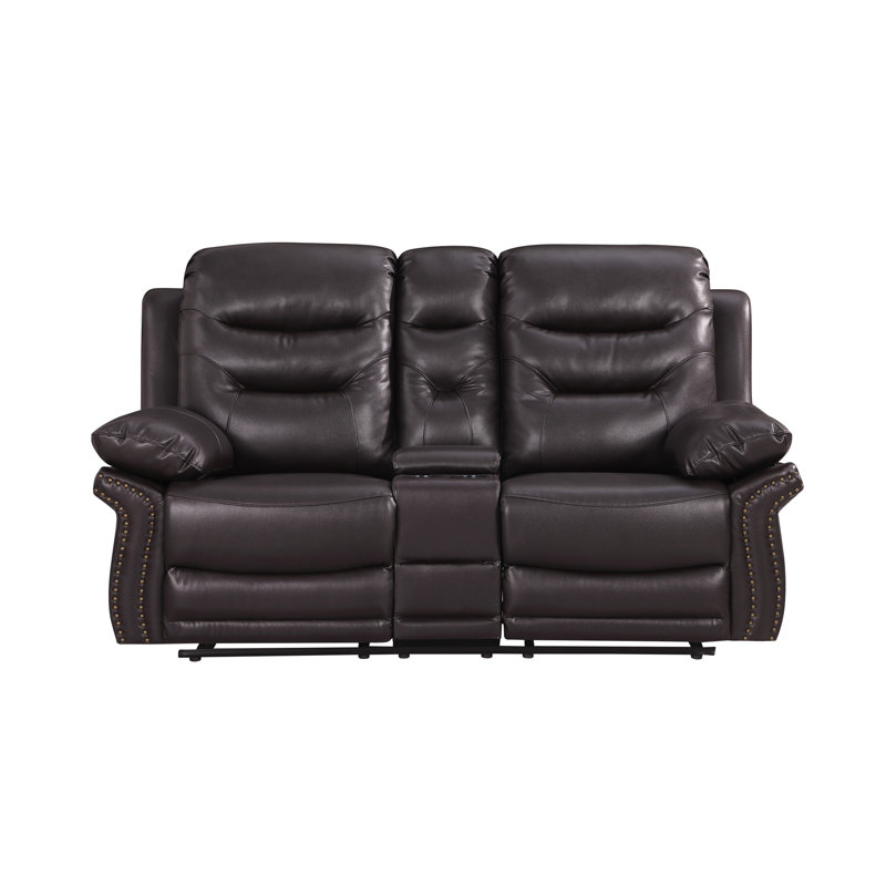 Causeuse inclinable en cuir Global, Brun