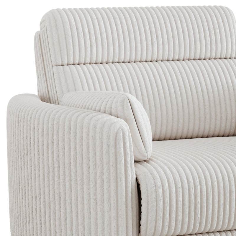 Fauteuil inclinable électrique en velours côtelé de 52,4 po de largeur avec deux coussins décoratifs et ports de charge