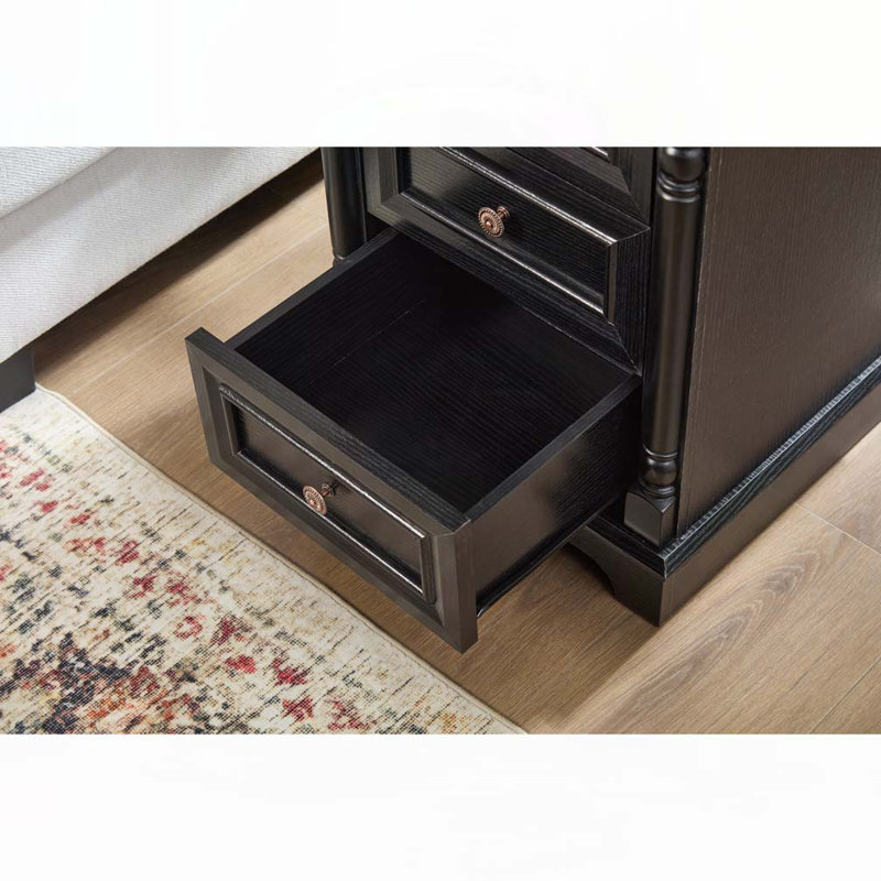 Table d'appoint 3 tiroirs, Noir