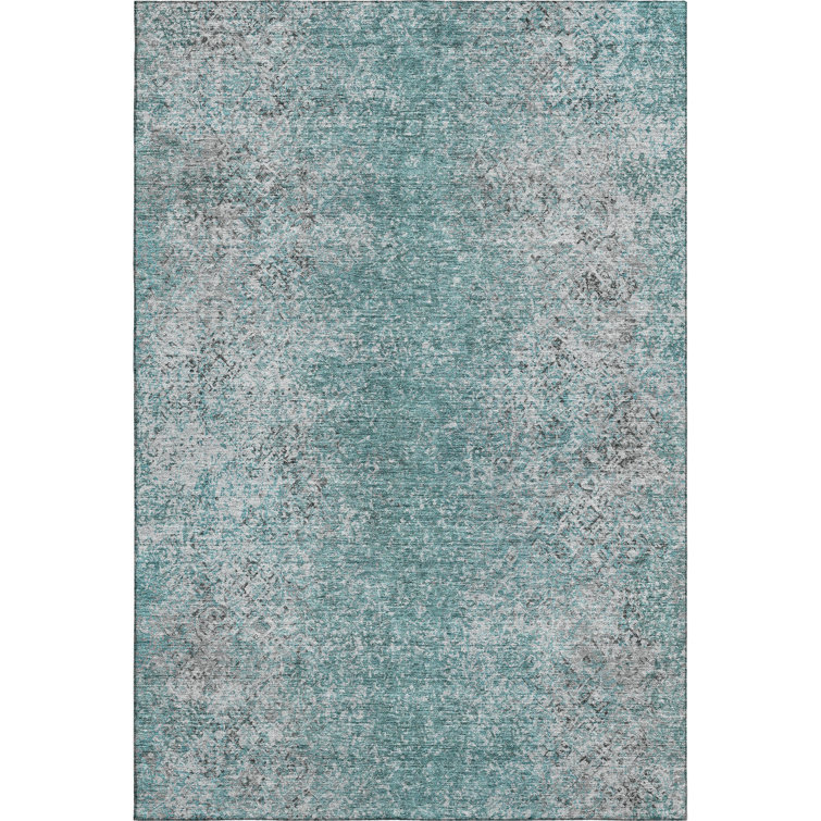Premium Machine Washable Prisco Teal Rug