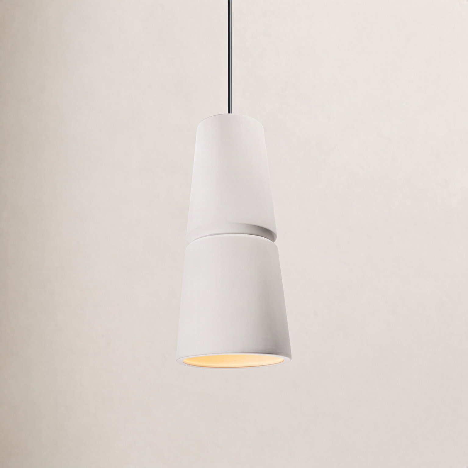 Logan Dimmable Cone Single Light Pendant, 18" H x 8" W x 8" D, Bisque, Brushed Nickel