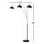 Lampe sur pied à arc 3 lumières Luna Bella - noir mat, laiton patiné, feuille d'or, base en marbre noir, gradateur