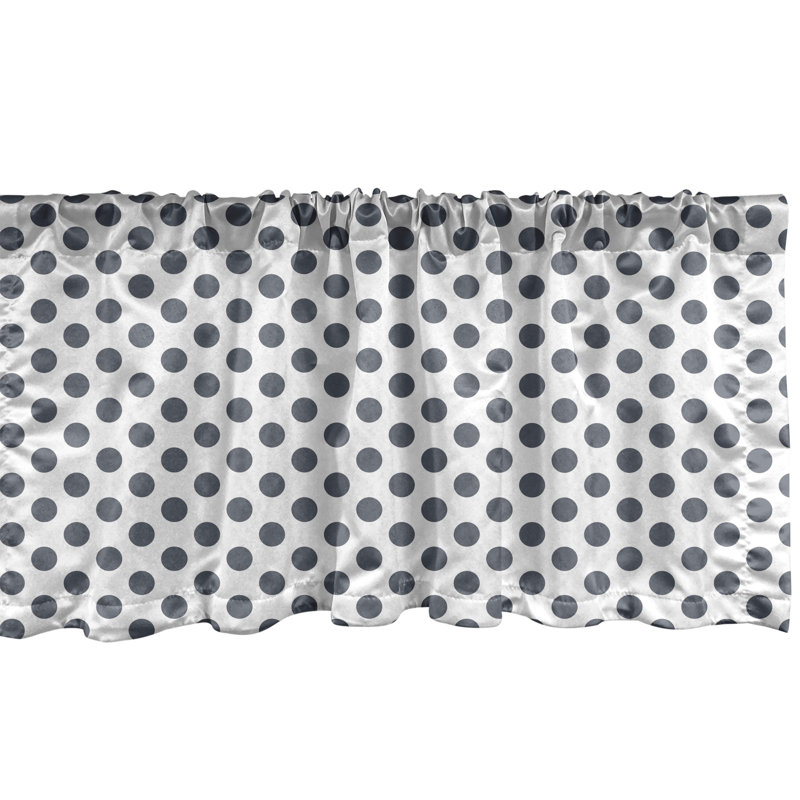 Charcoal Grey White Satin Polyester Polka Dot Valance 42" x 12"