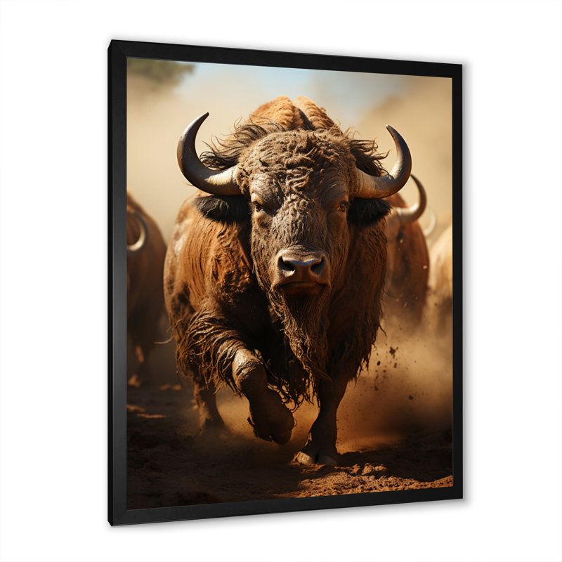 Kembre Native Art Buffalo Thunder - impression, Cadre photo noir, H 20 po x l 12 po x P 1 po
