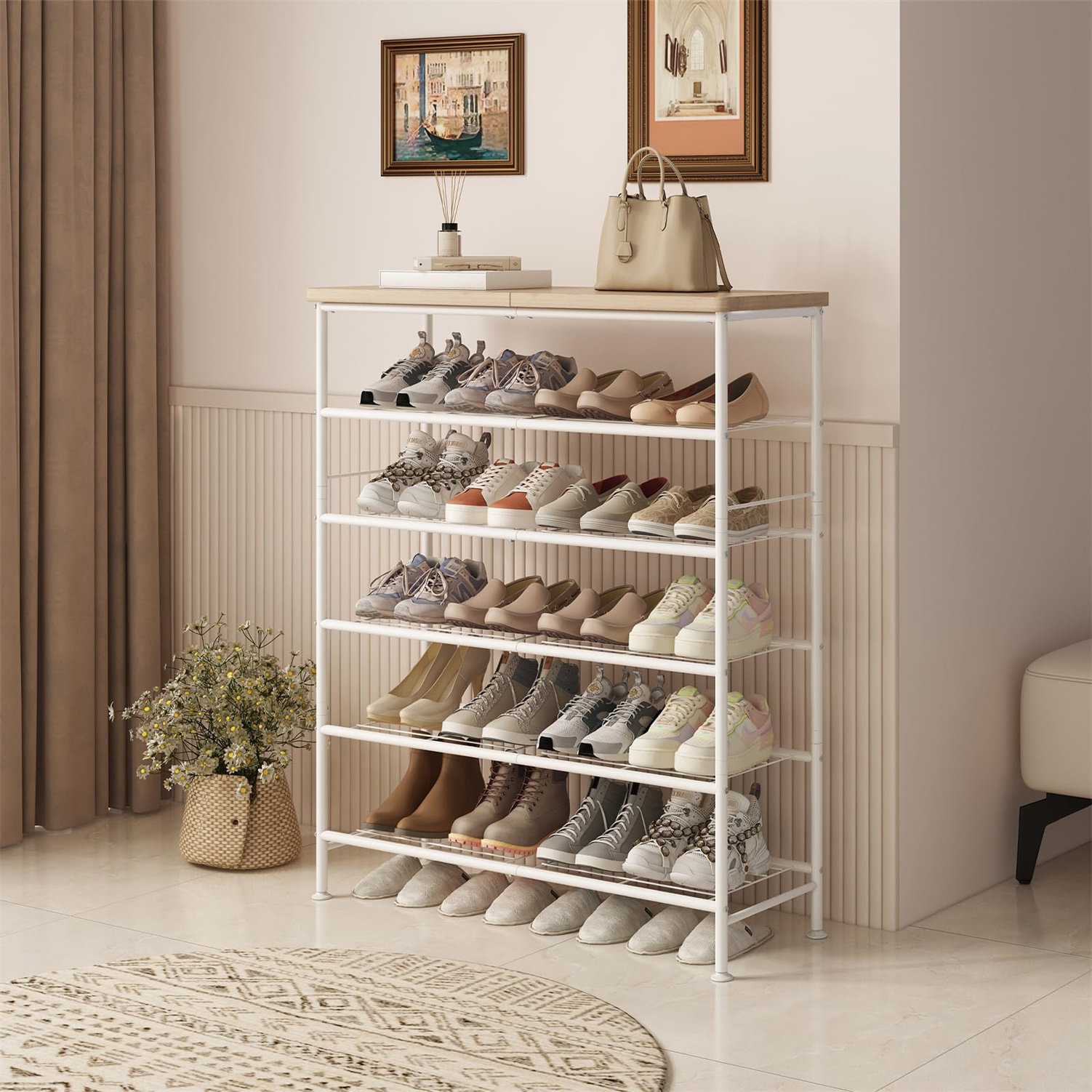Everly Quinn Modern 6-Tier Shoe Rack - Spacious And Stylish Storage For ...