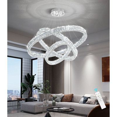 Large Dimmable Chandelier Led Crystal Rings