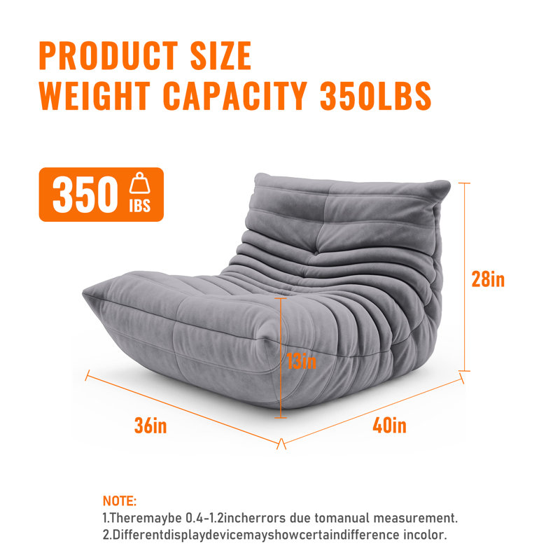 Fauteuil à billes et chaise longue, canapé en mousse et fauteuil de jeu sur pied (gris microfibre)