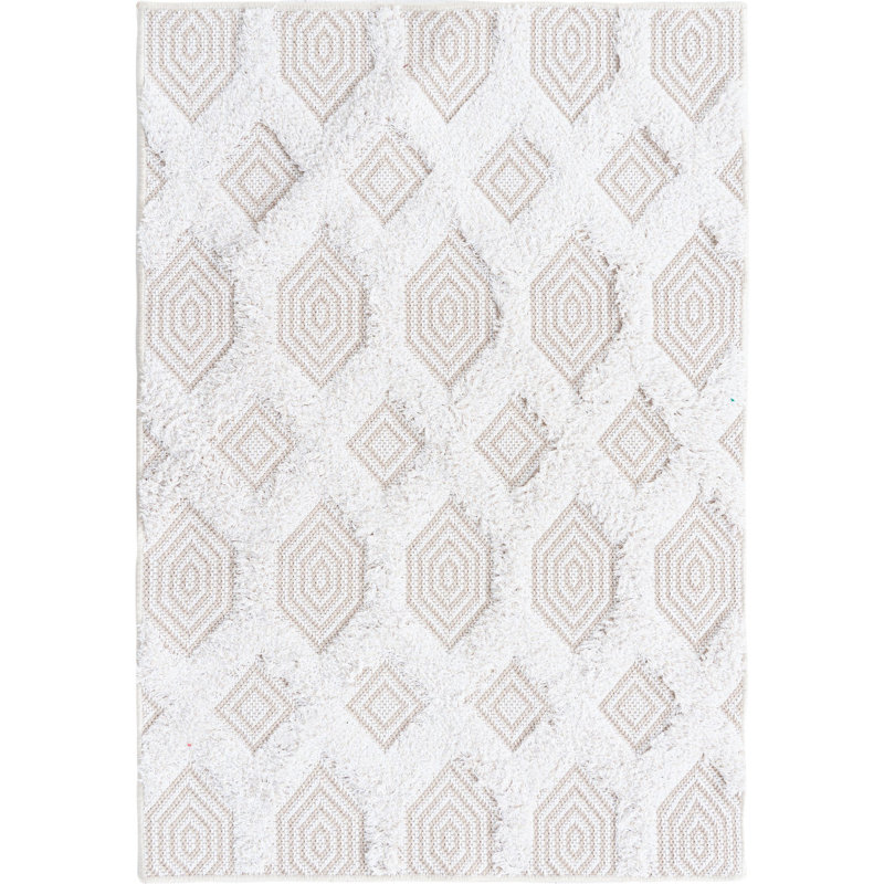 Tapis contemporain blanc cassé Jordalier, Rectangle 2 pi 3 po x 3 pi