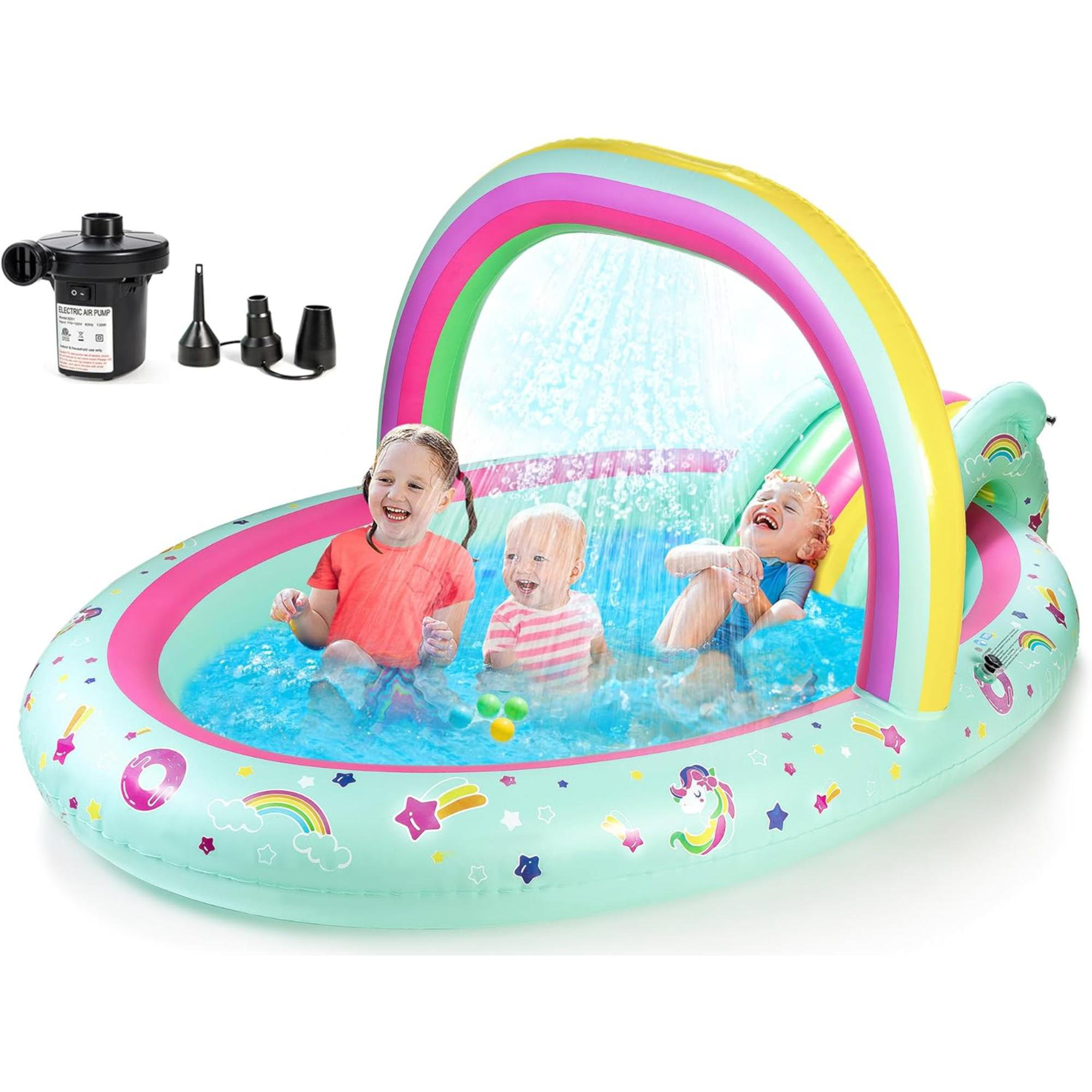 Textiles Hub Rainbow Unicorn Inflatable Play Center Kiddie Pool