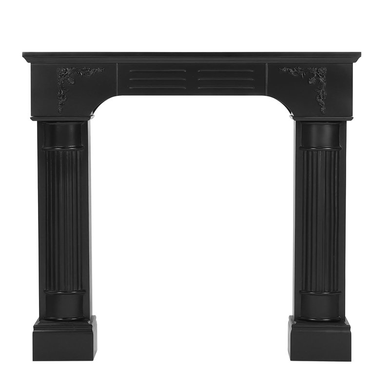 43.28" Fireplace Mantel, Freestanding Fireplace Surround With Leg For Electric Fireplaces, Mdf Mantel Surround With Shelf For Living Room With Decorative Pattern, Anti-Tipping & Waterproof