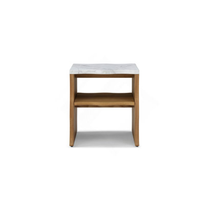 17" Marble Top Storage End Table