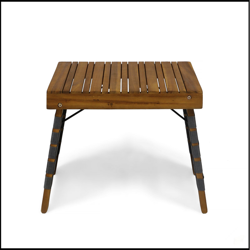 Table d'appoint pliable Huntsville en bois d'acacia durable et conception portable pour une utilisation extérieure