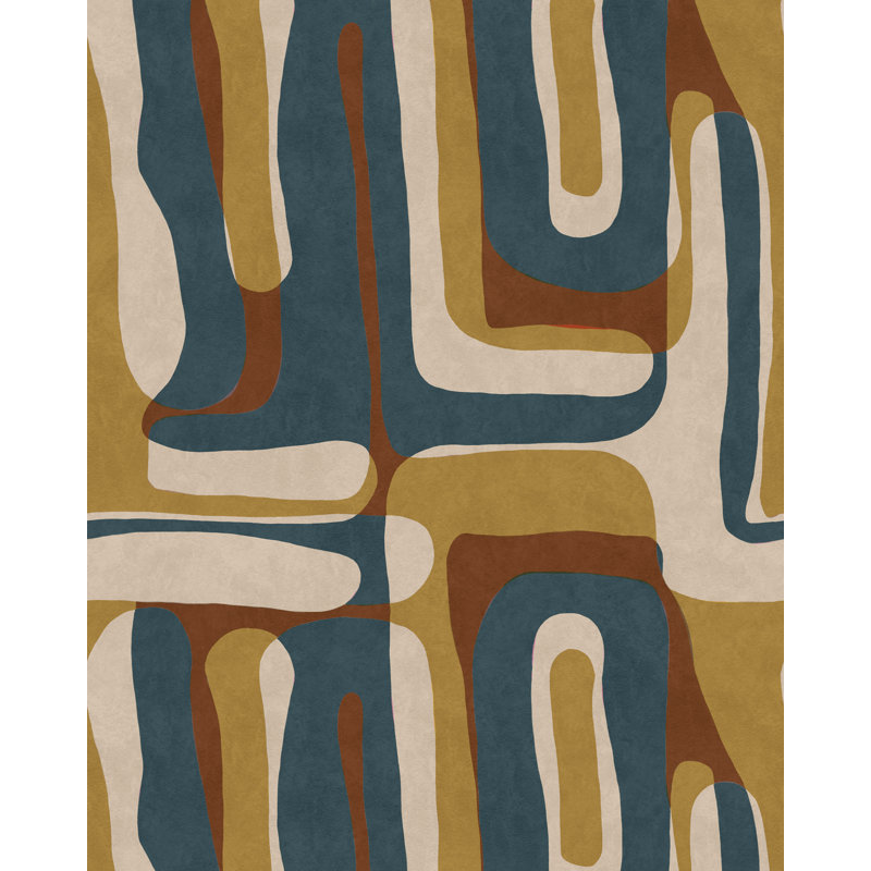 LA DOLCE VITA Wallpaper Roll, Blue/Brown/Taupe