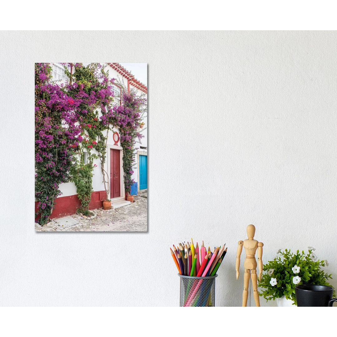 Beautiful Bougainvillea Blooming In Town III, Portugal, Obidos, Portugal by Julie Eggers - Wrapped Canvas Print