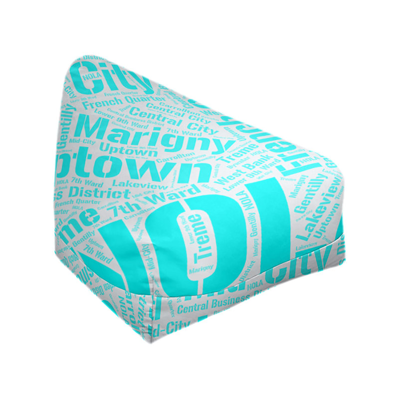 Classic Bean Bag, 42" H x 38" W x 29" D, New Orleans, Cyan Polyester Blend