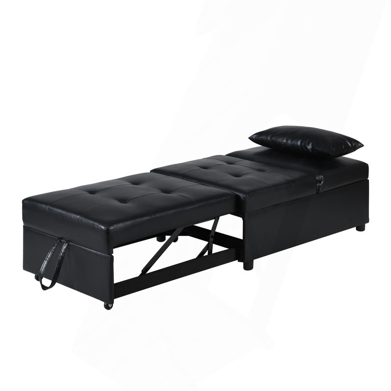 Folding Ottoman Sofa Bed Black