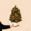 Mini arbre de Noël 2 pi avec 30 lumières blanches chaudes, baies rouges et pommes de pin pour la table