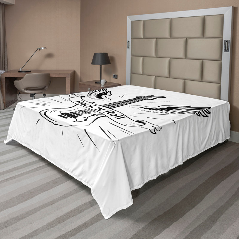 Drap plat Ambesonne Rock N Roll Top, Drap plat de taille double