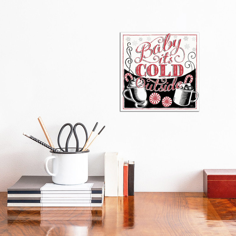 Merry Little Christmas BWR by Janelle Penner - Wrapped Canvas Print, 30.48cm H x 30.48cm W