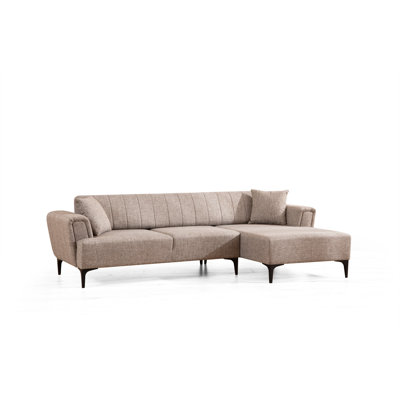 Élégant canapé-lit d'angle, brun clair, 106,3 x 55,1 x 30,3 pouces | Structure en bois de hêtre durable et en carton, tissu 100% polyester | Mécanisme de dossier pivotant, tissu facile à nettoyer, parfait pour les petits espaces et les chambres d'amis