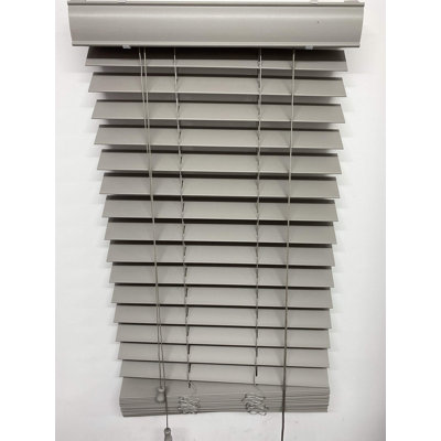 Faux Wood Blinds PVC Venetian Window Blinds Moisture Resistant Corded Light Filtering for Kitchen Bathroom Bedroom