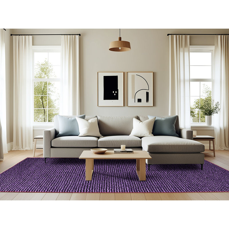 Tapis Mid-Century 277 mauves lavables à la machine, Rectangle 6 pi x 9 pi