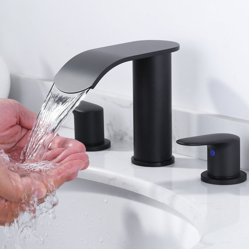 Widespread 2-handle Bathroom Faucet with Drain Assembly, Matte Black