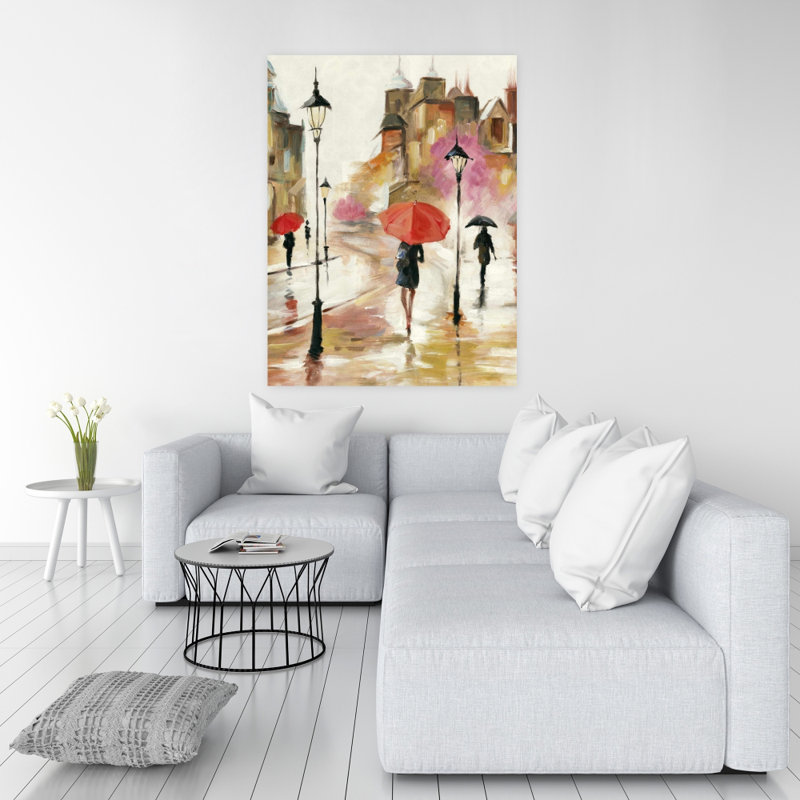 Passersby Under Their Umbrellas - Cities Woman Canvas Decor