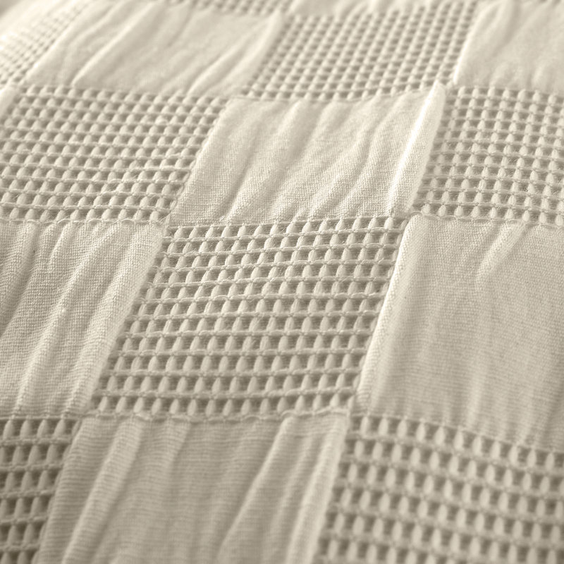 Waffle Checkerboard Duvet Cover Set, Beige, Single - 1 Standard Pillowcase
