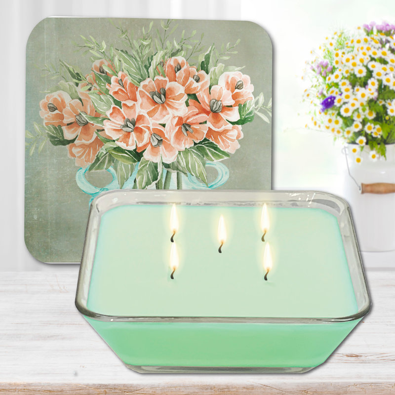  Bougie de cire de soja 20 oz 3-en-1 Poppies avec couvercle