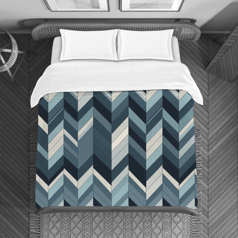 Polyester Chevron / Zig Zag Duvet Cover, Twin Duvet Cover