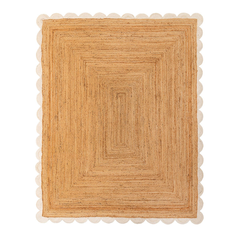 Tapis uni en jute tressé festonné, Rectangulaire 8 pi x 10 pi